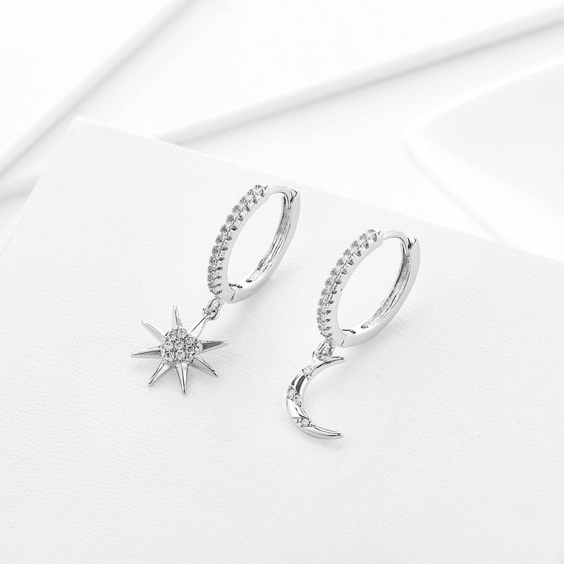 Boucles d'oreilles - lune et étoile