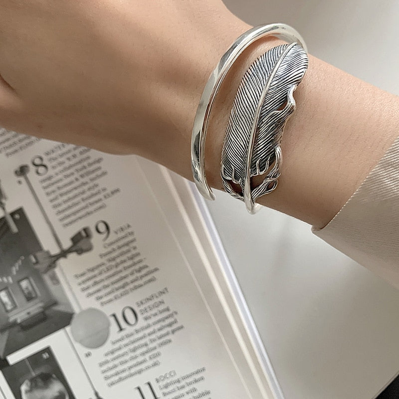 Bracelet en argent - plume