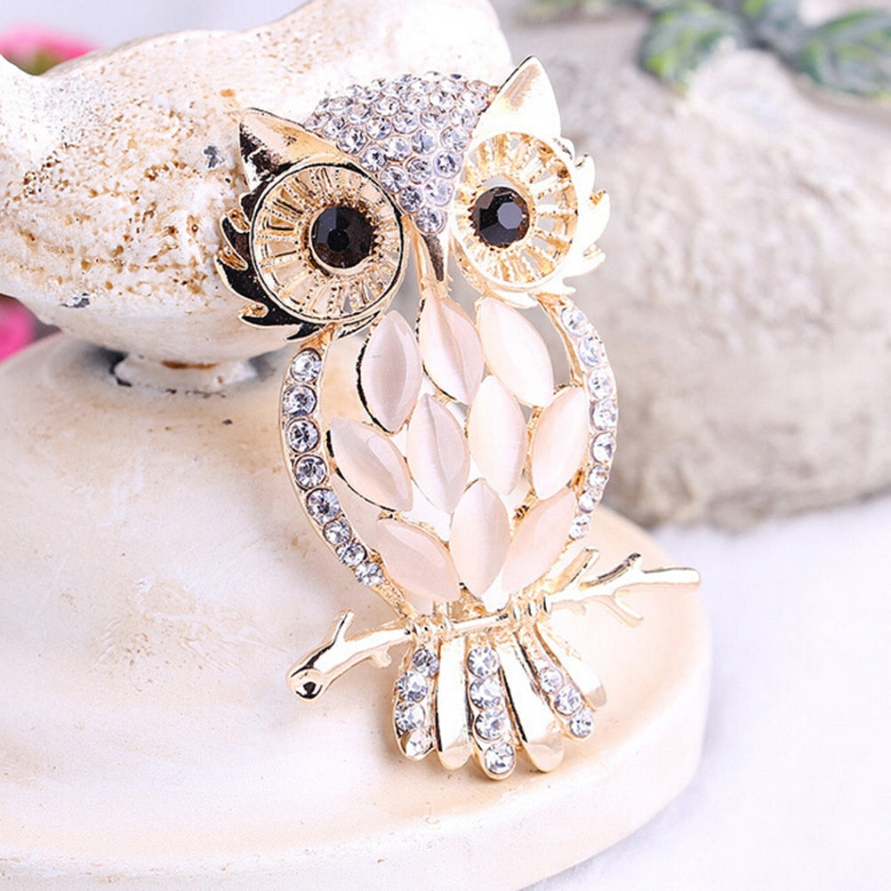 Broche - hibou avec zircone