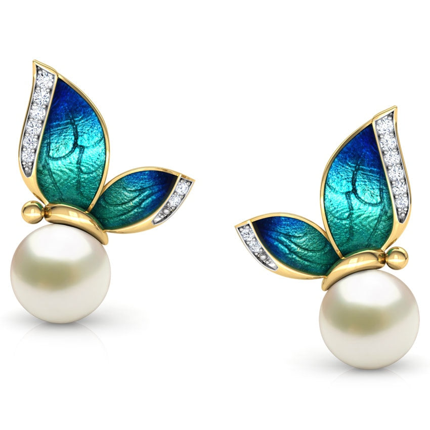 Boucles d'oreilles - perles avec des papillons