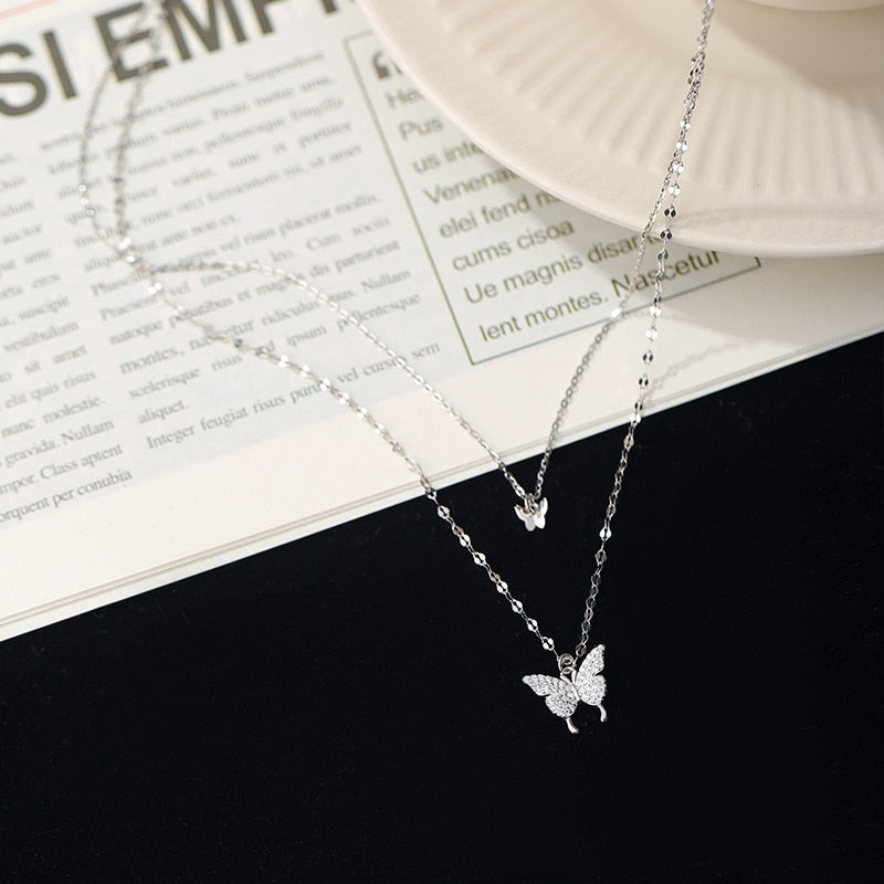 Collier double - papillon