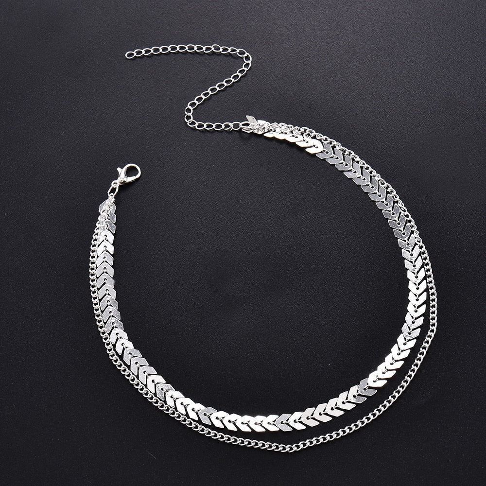Collier double - ras du cou