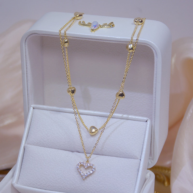 Collier double - cœurs