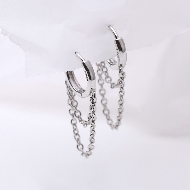 Boucles d'oreilles en argent avec chaînes