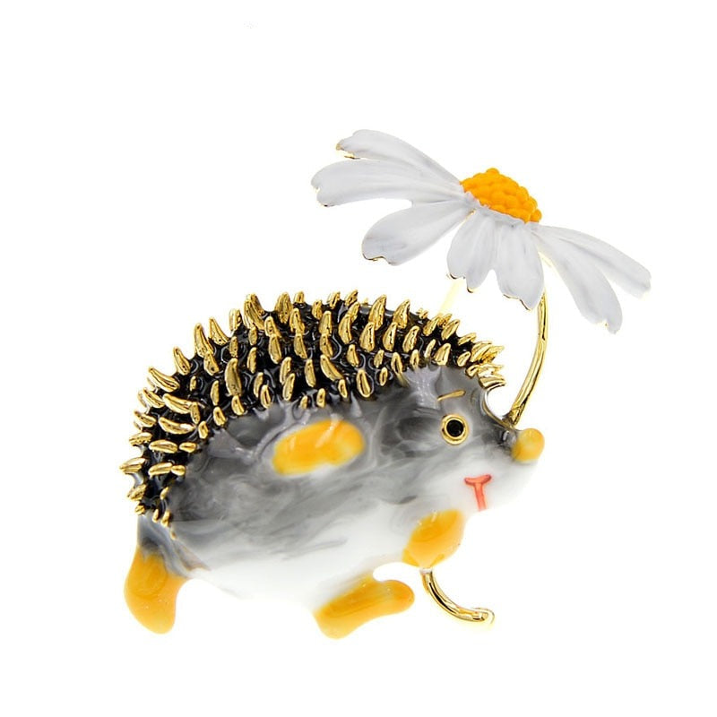 Épingle - hérisson avec une fleur