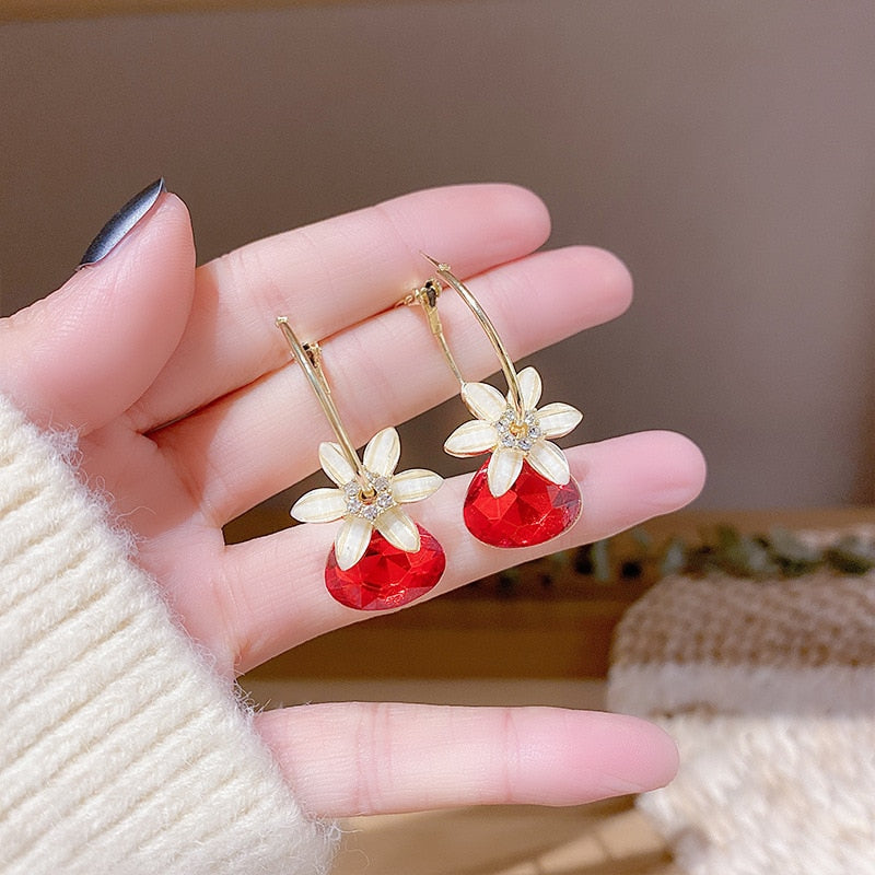 Boucles d'oreilles avec motif floral