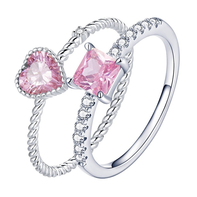 Bague avec une pierre de couleur rose