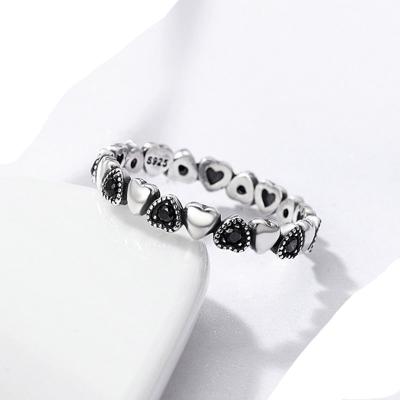 Bague en argent - cœurs