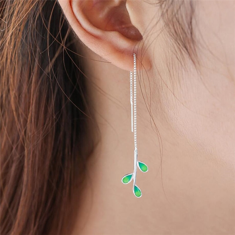 Boucles d'oreilles à feuilles pendantes