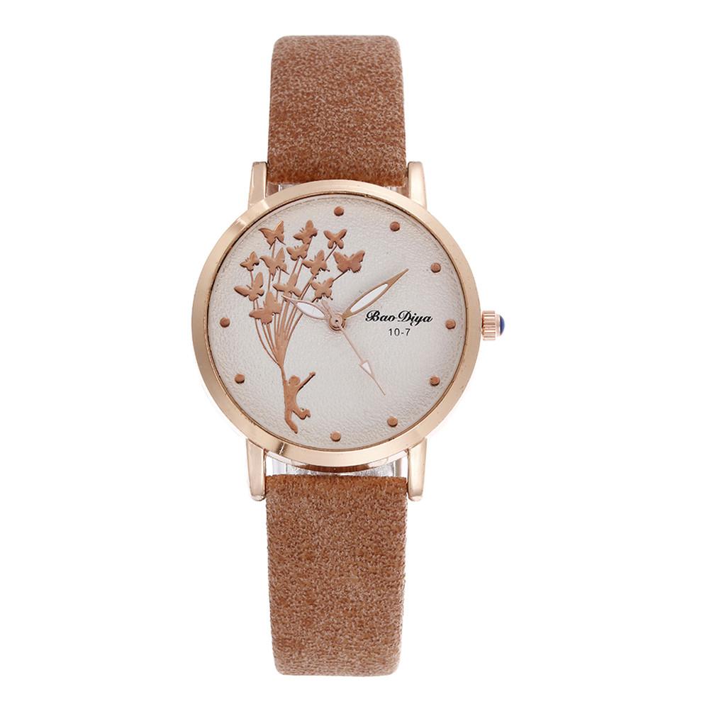 Montre pour femmes en quartz avec motif de papillon