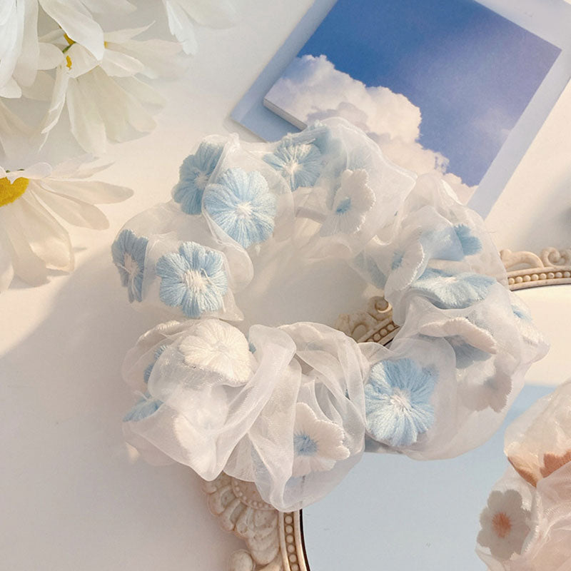 Élastique à cheveux en tissu pour fille avec motif fleur