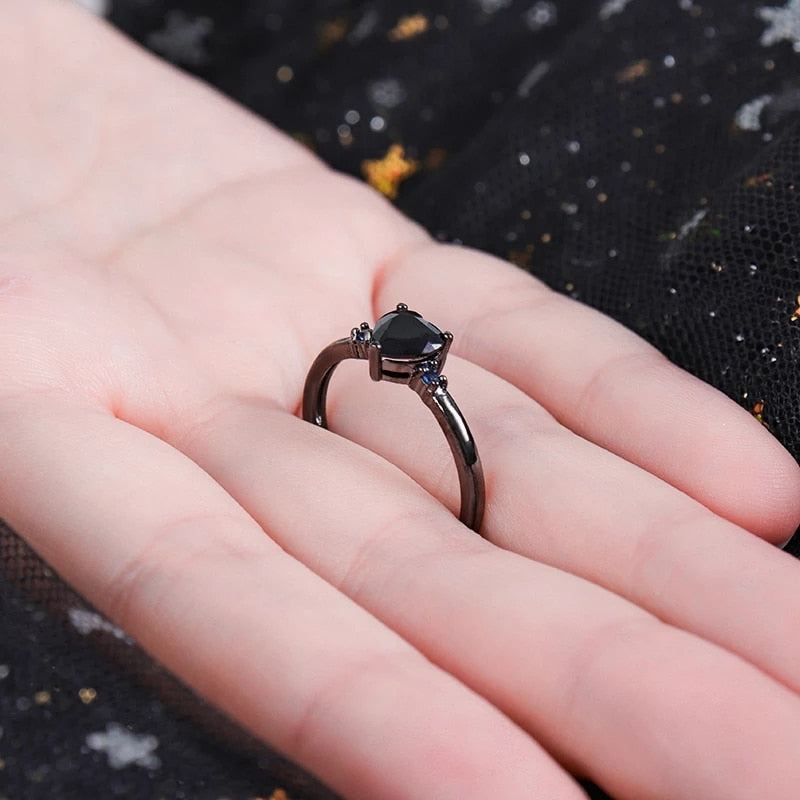 Bague cœur noir