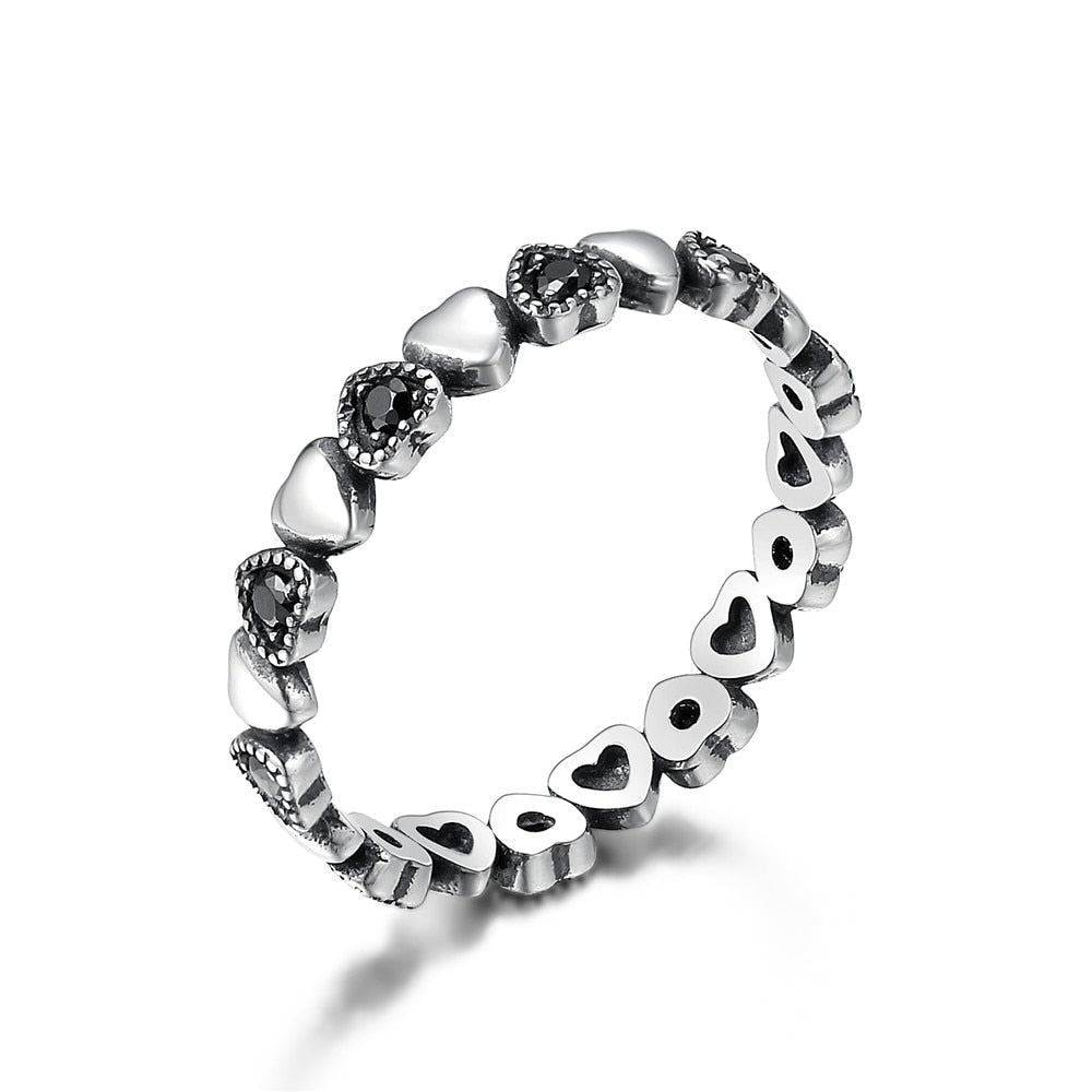 Bague en argent - cœurs
