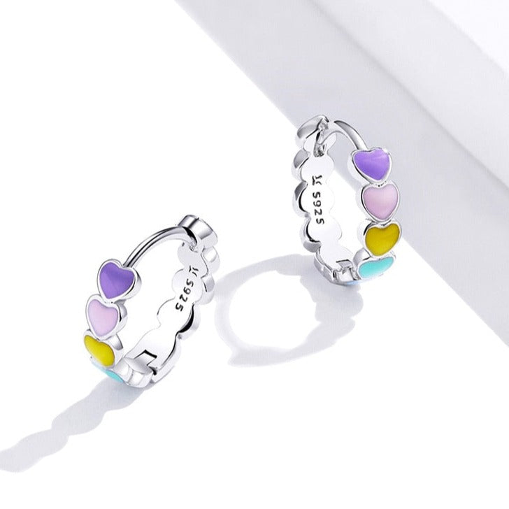 Boucles d'oreilles rondes - cœurs