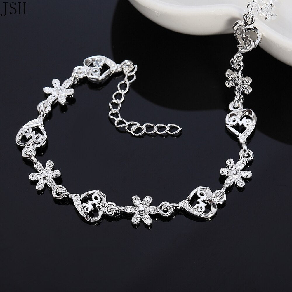Bracelet en argent avec zircons