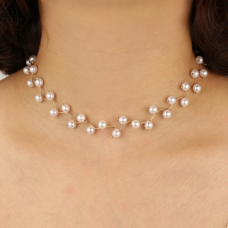 Collier ras de cou en perles