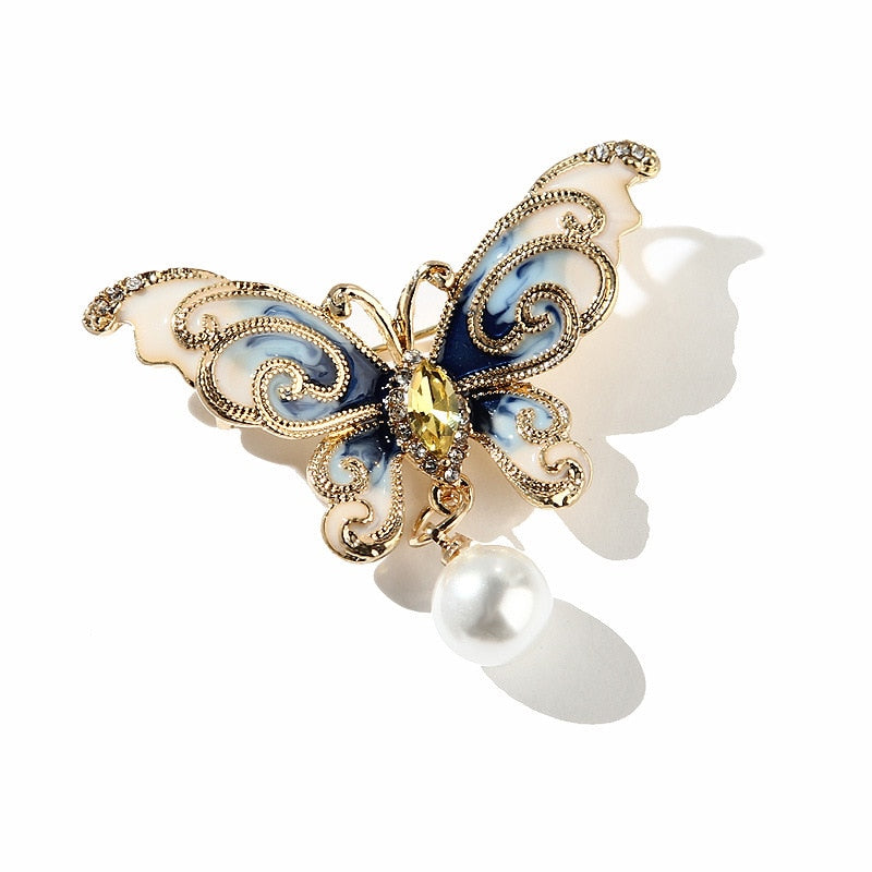 Broche en marbre papillon