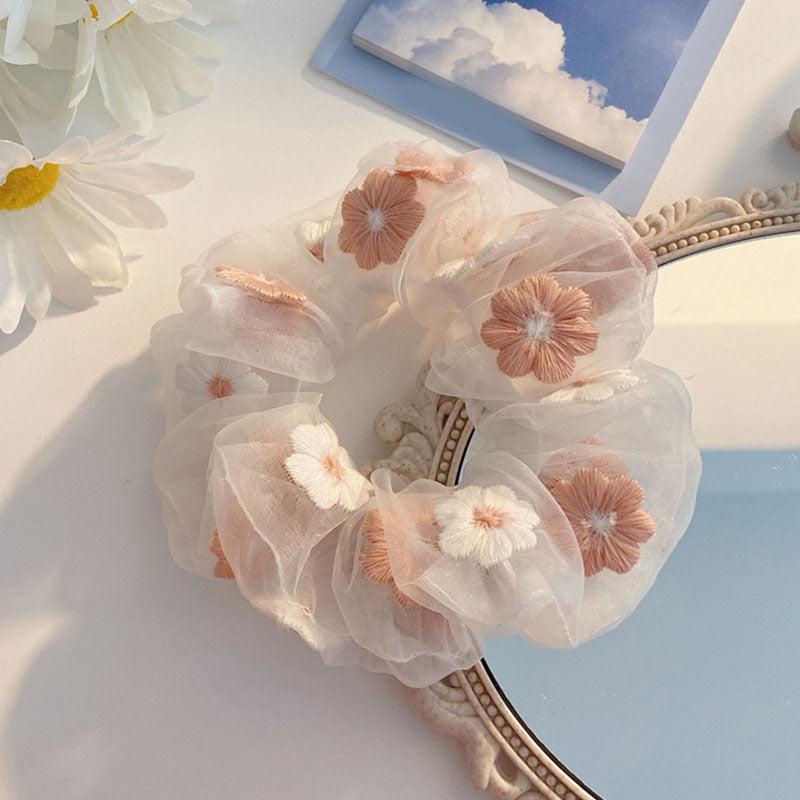 Élastique à cheveux en tissu pour fille avec motif fleur