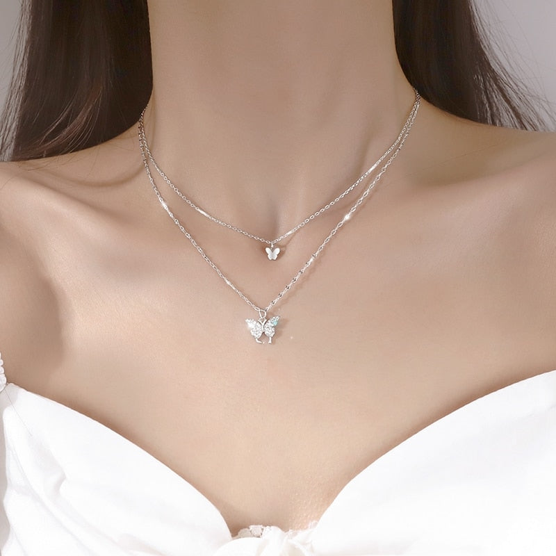 Collier double - papillon