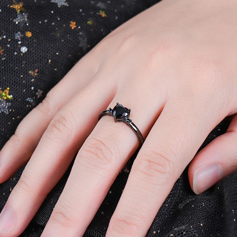 Bague cœur noir