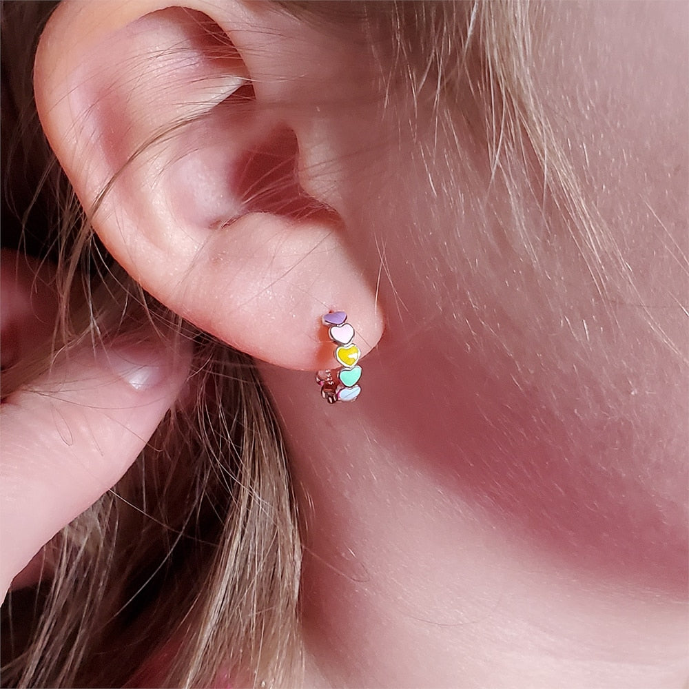 Boucles d'oreilles rondes - cœurs