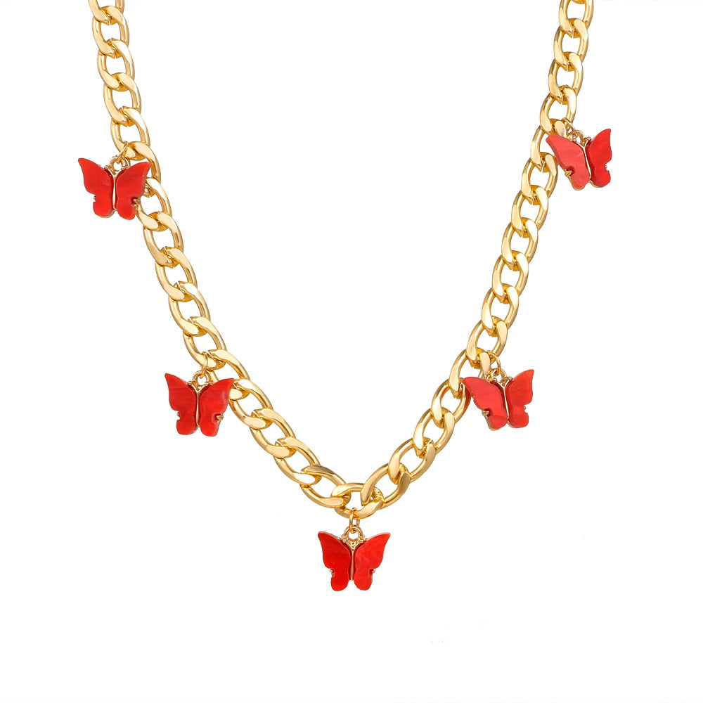 Collier en chaîne papillon
