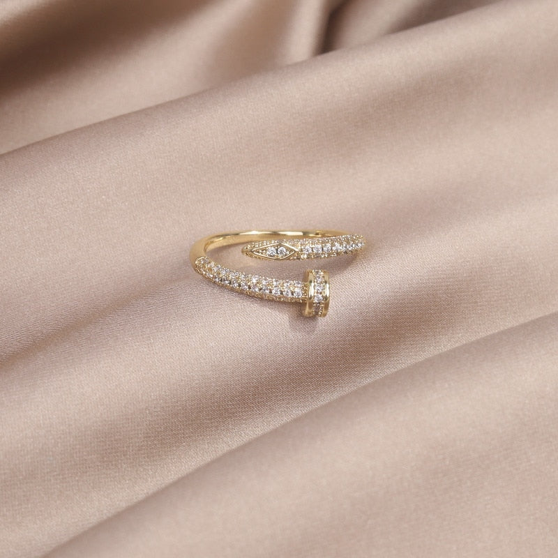 Bague ouverte avec zircons