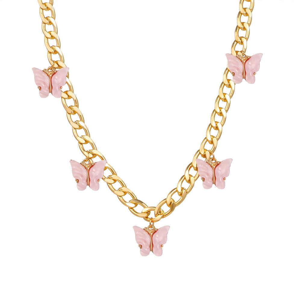 Collier en chaîne papillon