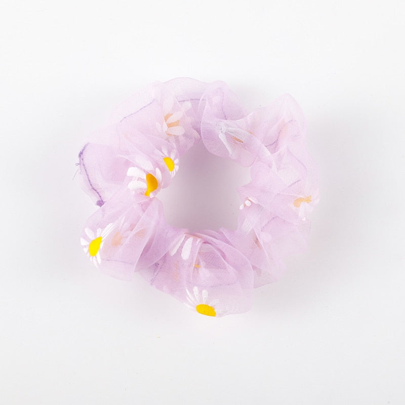 Élastique à cheveux en tissu pour fille avec motif fleur