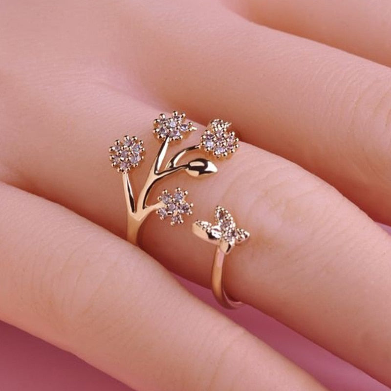 Bague avec motif de plante