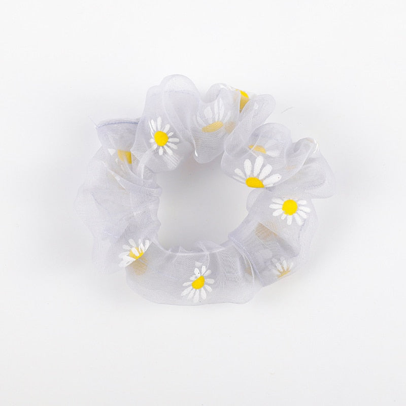 Élastique à cheveux en tissu pour fille avec motif fleur