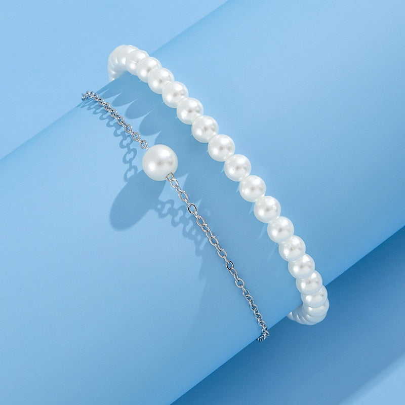 Bracelet de cheville avec des perles d'imitation