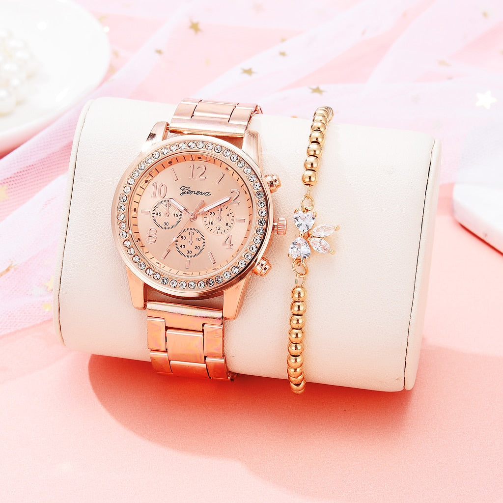 Montre pour femmes avec zircons et bracelet minimaliste