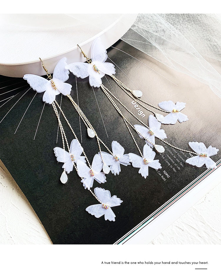 Boucles d'oreilles longues - papillons