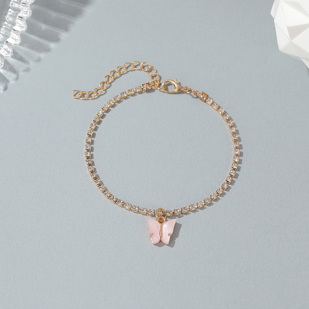 Bracelet de cheville avec pendentif papillon