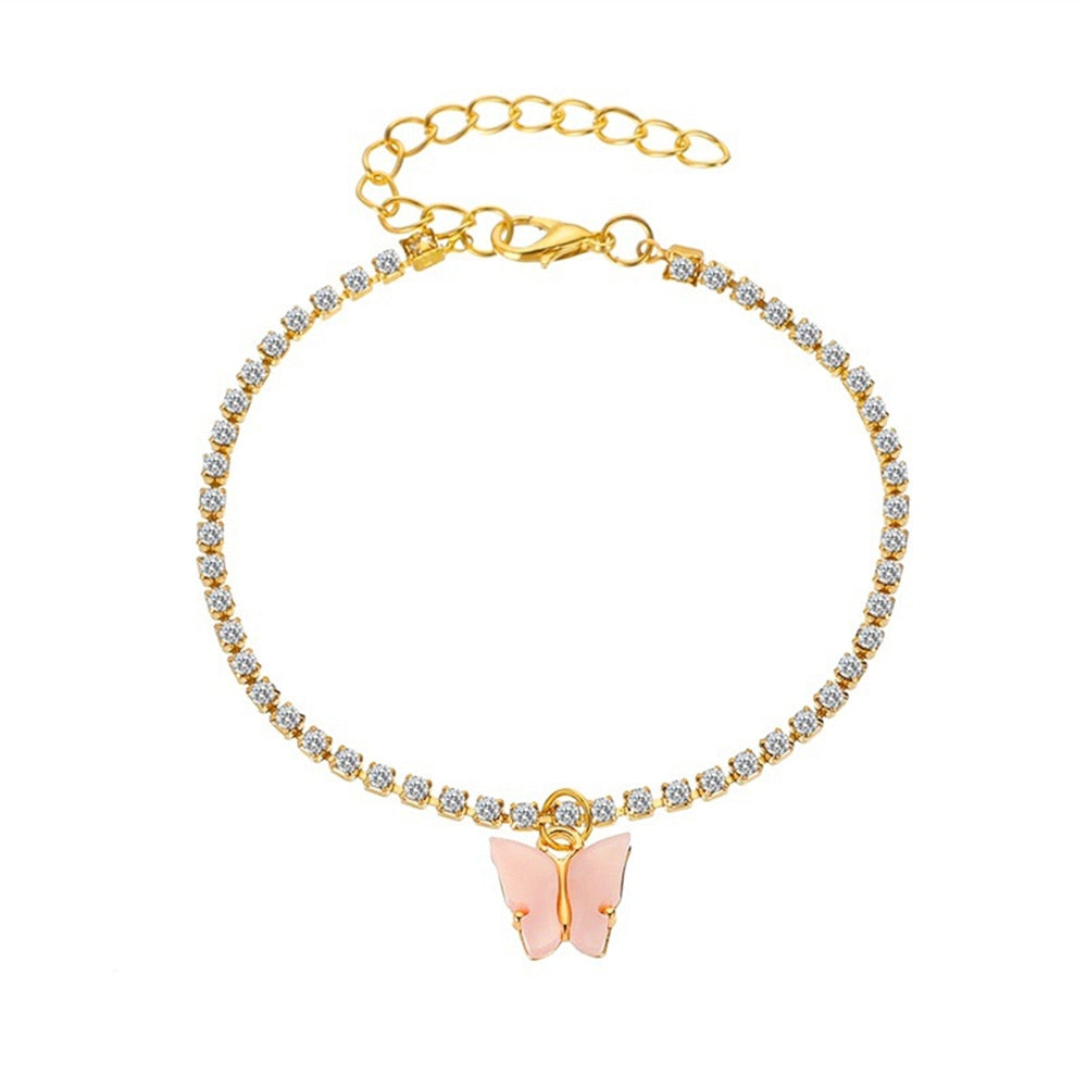Bracelet de cheville avec pendentif papillon