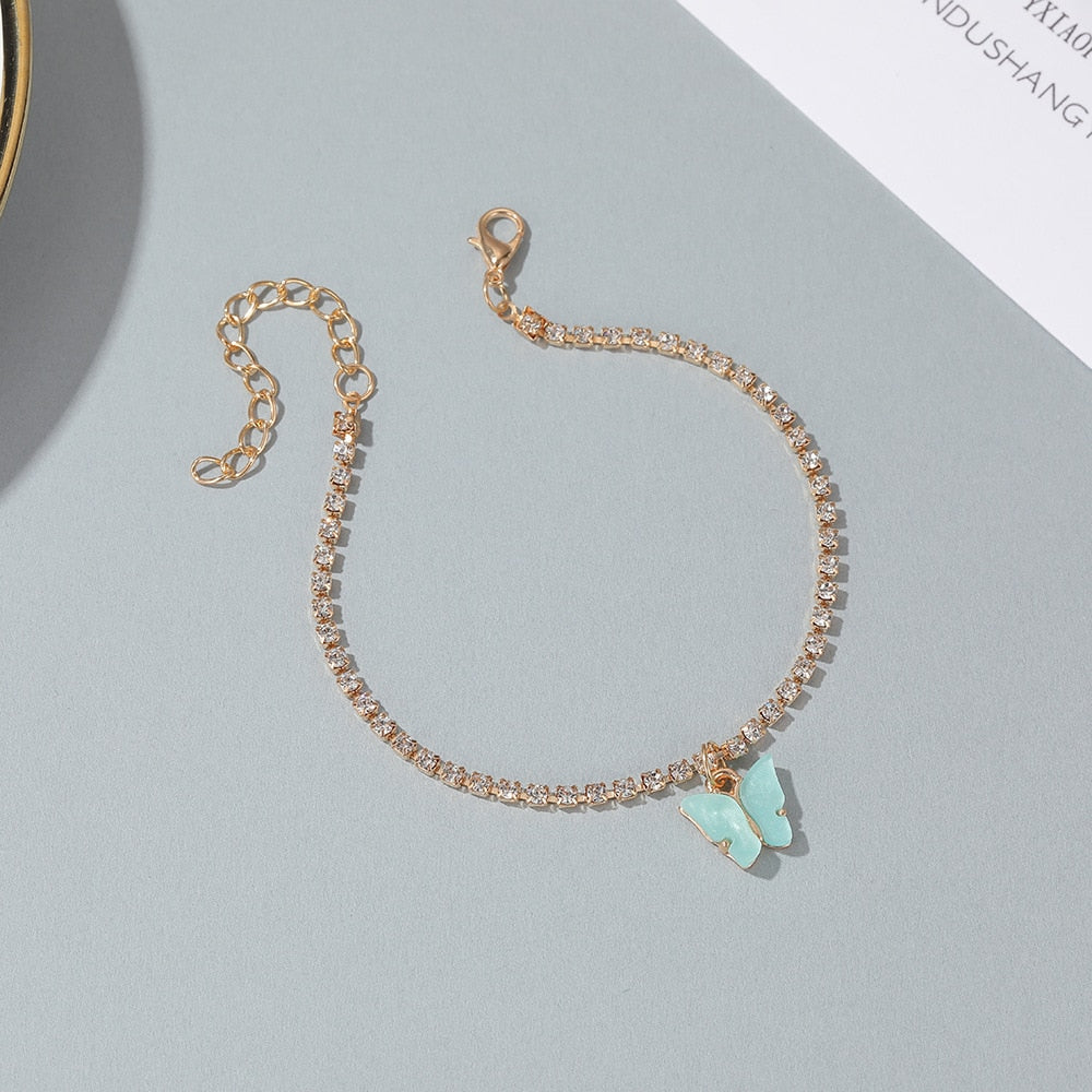 Bracelet de cheville avec pendentif papillon