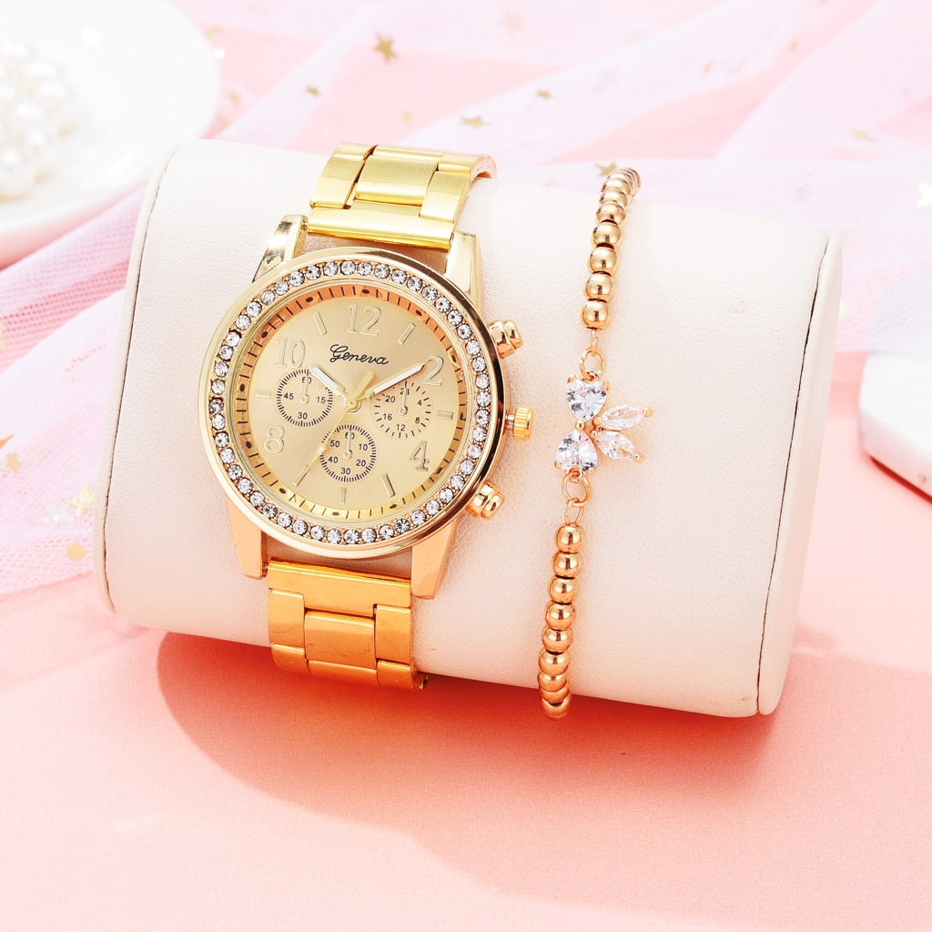 Montre pour femmes avec zircons et bracelet minimaliste