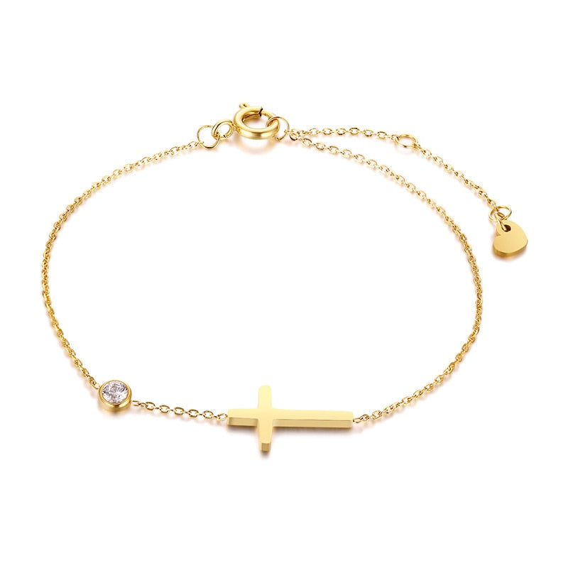 Bracelet avec zircone cubique et une croix
