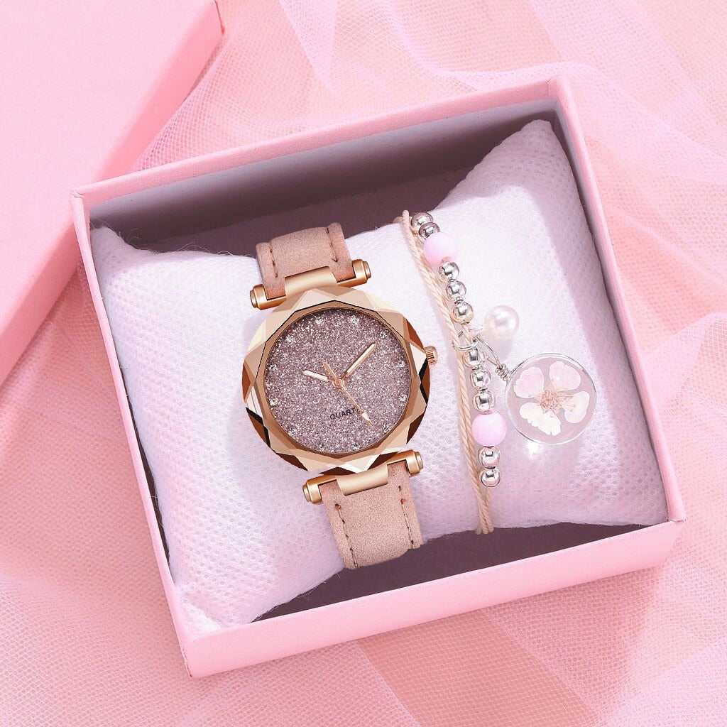 Montre pour dames avec un cadran scintillant sur un bracelet