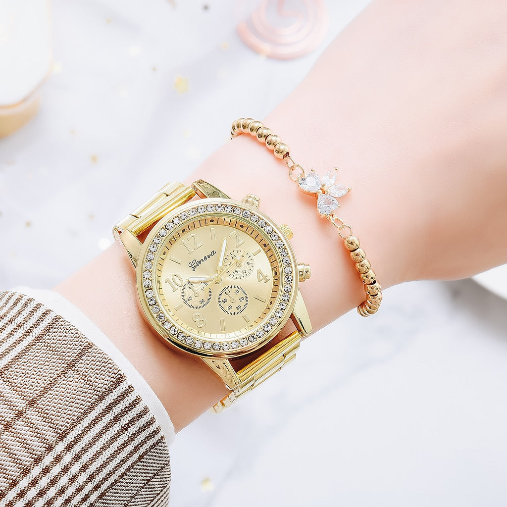 Montre pour femmes avec zircons et bracelet minimaliste