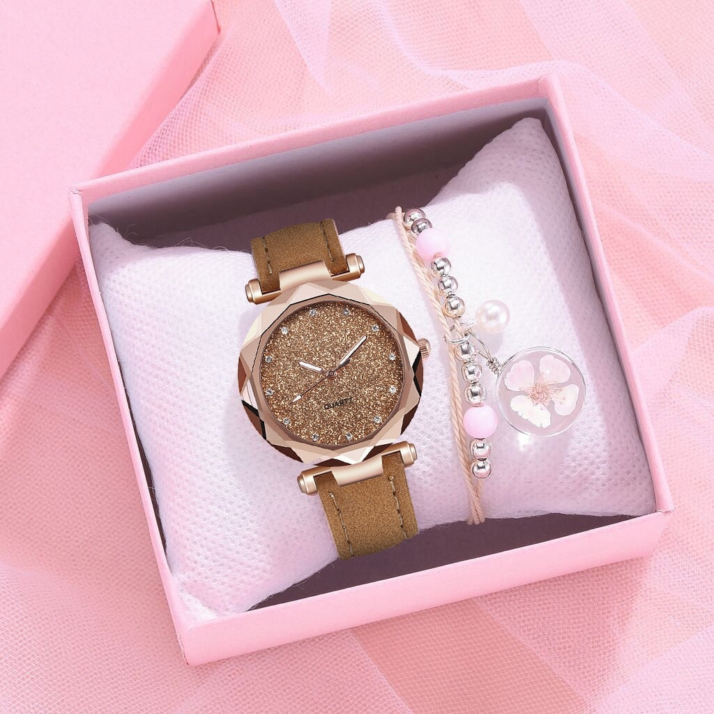Montre pour dames avec un cadran scintillant sur un bracelet