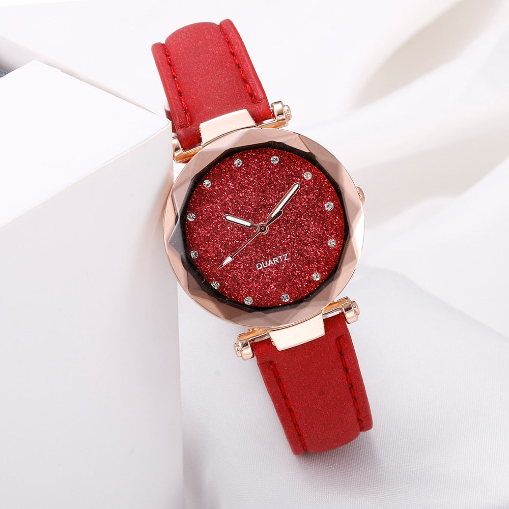 Montre pour dames avec un cadran scintillant sur un bracelet