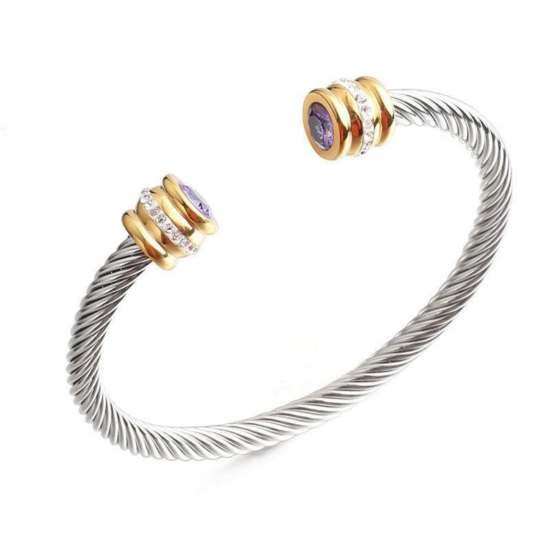 Bracelet ouvert avec des zircones cubiques