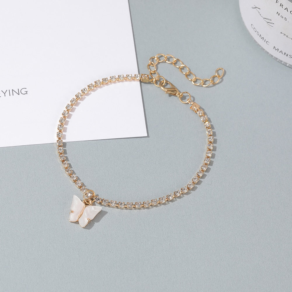 Bracelet de cheville avec pendentif papillon