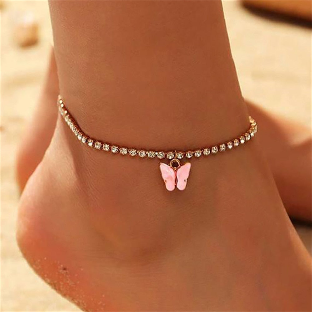 Bracelet de cheville avec pendentif papillon