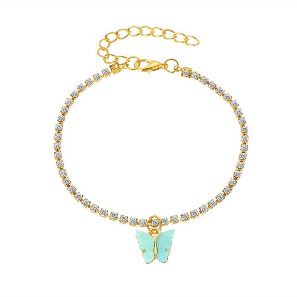 Bracelet de cheville avec pendentif papillon