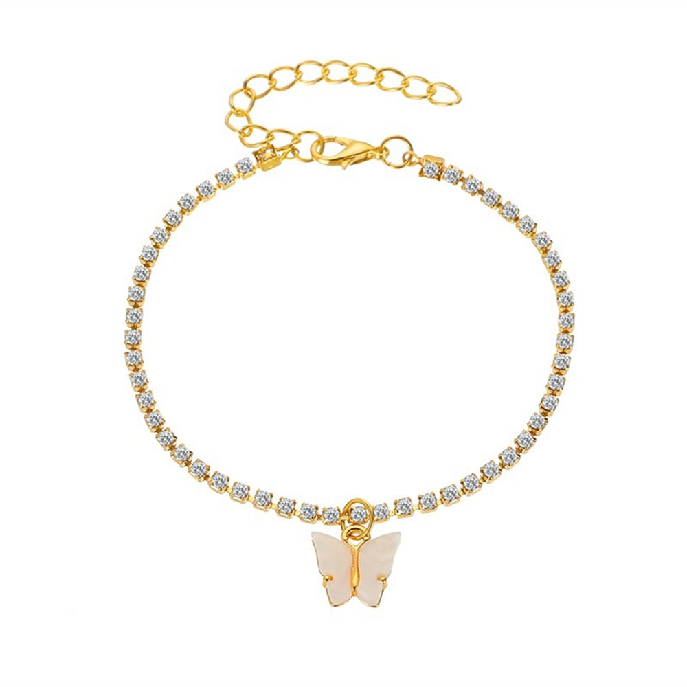 Bracelet de cheville avec pendentif papillon