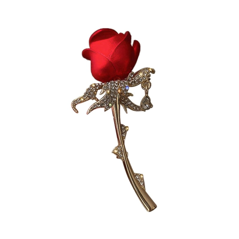 Broche - rose avec zircons