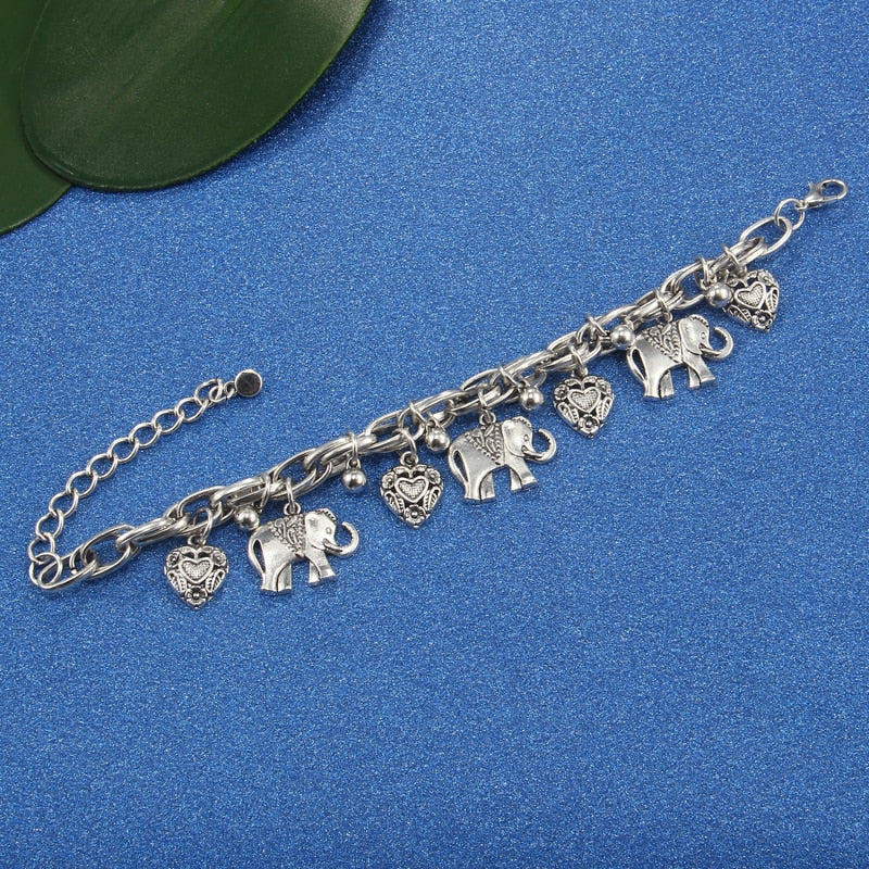 Bracelet de cheville avec breloques éléphant